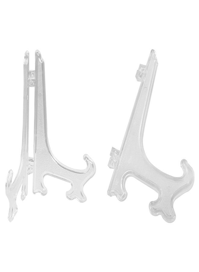 Coufce 12 Pieces 5 Inch Clear Plastic Easels Plate Display Stands Holders Picture Easel for Weddings, Home Decoration Birthdays - Image 5